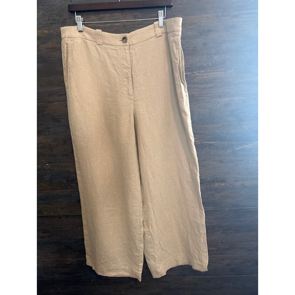 Boden Westbourne Linen Trousers Tan Beige Wide Leg Pants US 14R R0687